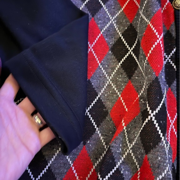 Vintage Haberdashery Sweater Black Red Argyle - Picture 3 of 7